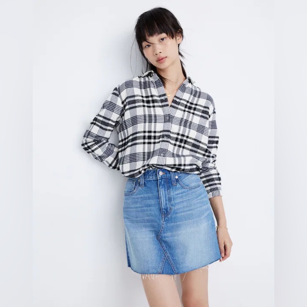 MADEWELL Rigid Denim A-Line Mini Skirt- Leandra Wash (Size 28W)